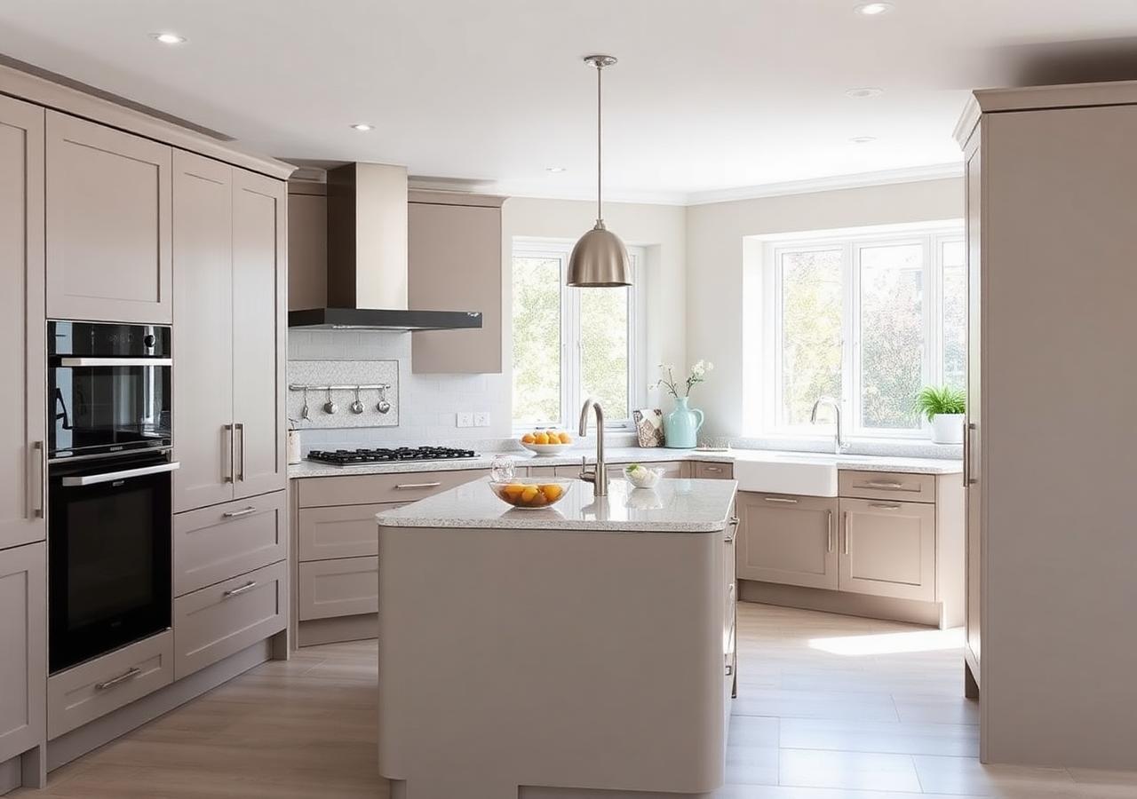 Shaker kitchen, wall removed — after